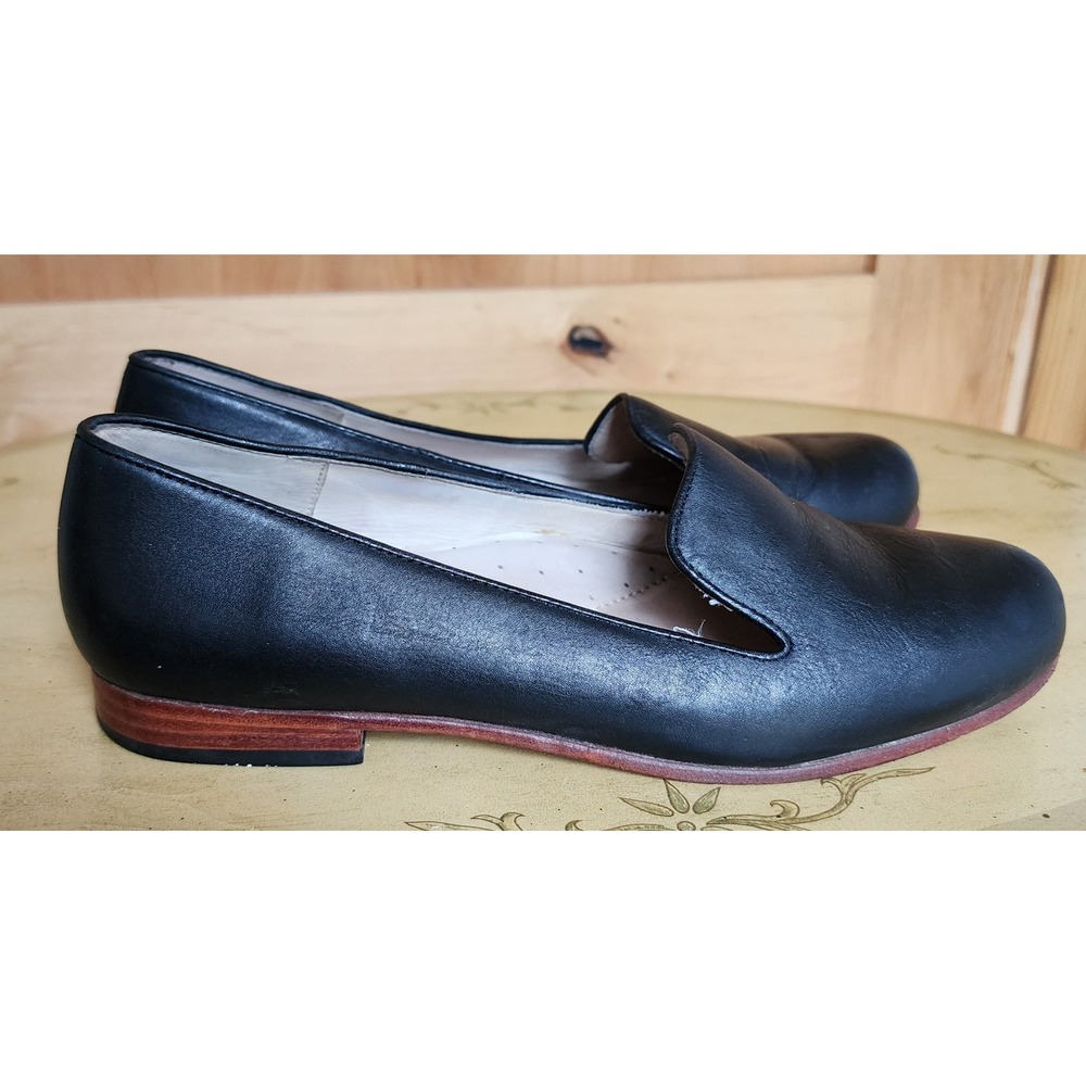 Nisolo US 8.5 Black Leather Smoking Flat Slip On Loafer Shoes Quiet Luxury